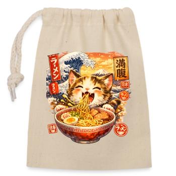 Ramen Kawaii Cats TShirt I Japanese Food - Closable cotton gift bag (14x20cm) - nature - Front
