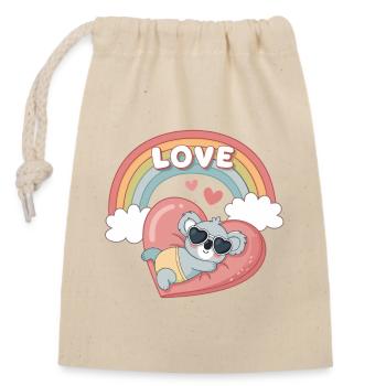 Koala Love Rainbow Heart - Closable cotton gift bag (14x20cm) - nature - Front