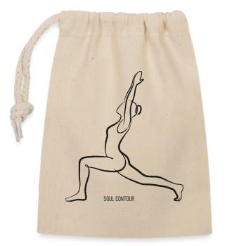 CONTOUR DE L’ÂME - Virabhadrasana - Sac cadeau en coton avec cordon (14 x 20 cm) - nature - Devant