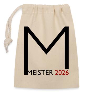 Herzlichen Glückwunsch zur Meisterschaft 2026 - Verschließbarer Geschenkbeutel aus Baumwolle (14x20cm) - Natur - Vorne