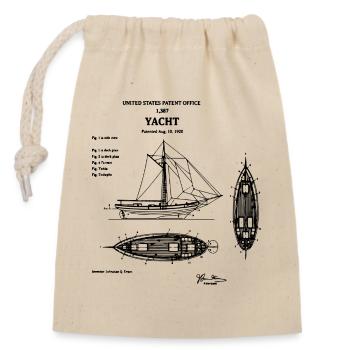 Yacht blueprint patent design - Closable cotton gift bag (14x20cm) - nature - Front