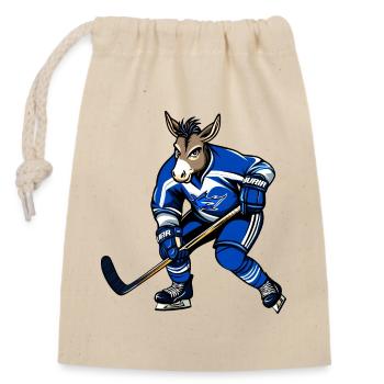 Esel Eishockeyspieler - Verschließbarer Geschenkbeutel aus Baumwolle (14x20cm) - Natur - Vorne
