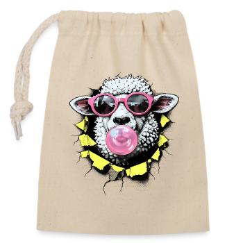 Popart Sheep – Summer Halftone with Sunglasses - Closable cotton gift bag (14x20cm) - nature - Front