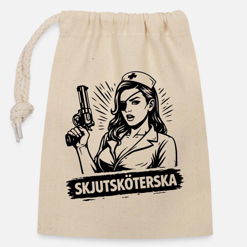 Shooting nurse - Closable cotton gift bag (14x20cm) - nature