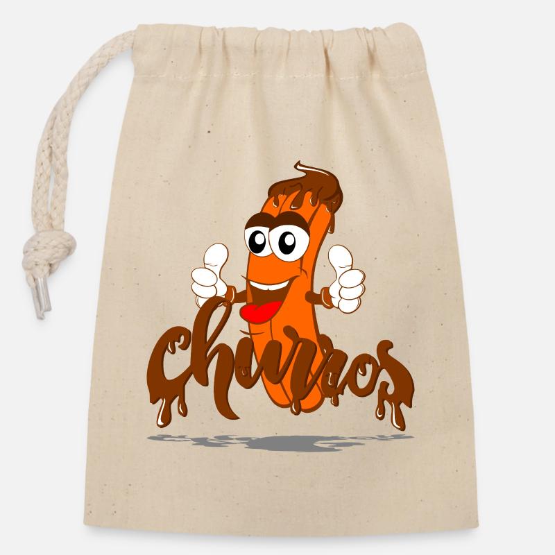 Churros - Sac cadeau en coton avec cordon (14 x 20 cm) - nature