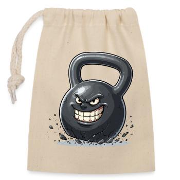 Wütende Kettlebell Kraftmonster - Verschließbarer Geschenkbeutel aus Baumwolle (14x20cm) - Natur - Vorne