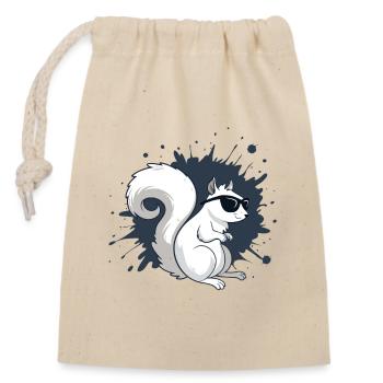 Écureuil blanc chic avec lunettes noires - Sac cadeau en coton avec cordon (14 x 20 cm) - nature - Devant