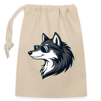 Loup Moderne Lunettes Soleil - Sac cadeau en coton avec cordon (14 x 20 cm) - nature - Devant