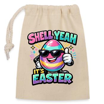 Shell yes It's Easter Easter Saying Hell yes - Closable cotton gift bag (14x20cm) - nature - Front