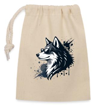 Husky-Chic-Gläser und Spritzer - Verschließbarer Geschenkbeutel aus Baumwolle (14x20cm) - Natur - Vorne