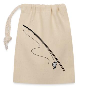 Fishing rod fishing icon - Closable cotton gift bag (14x20cm) - nature - Front