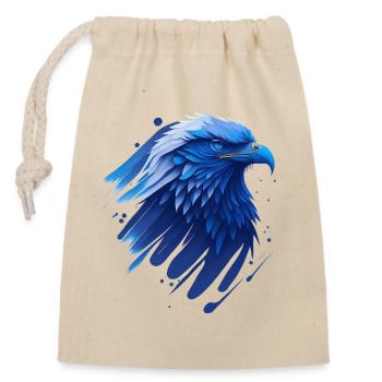 Blauer Adler  - Verschließbarer Geschenkbeutel aus Baumwolle (14x20cm) - Natur - Vorne