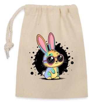 Rainbow Bunny Pastel Glasses - Closable cotton gift bag (14x20cm) - nature - Front