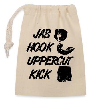 Kickboxer Techniques - Closable cotton gift bag (14x20cm) - nature - Front