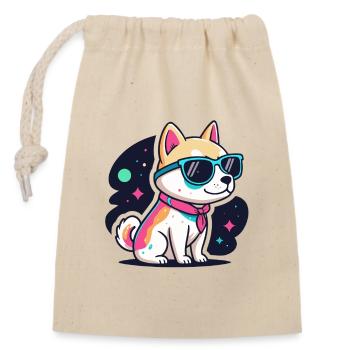 Chien Astral Neon Lunettes - Sac cadeau en coton avec cordon (14 x 20 cm) - nature - Devant
