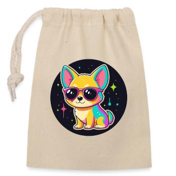 Dog Cosmos Neonbrille - Verschließbarer Geschenkbeutel aus Baumwolle (14x20cm) - Natur - Vorne