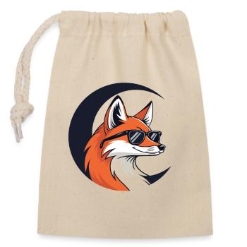 Renard lunaire en lunettes de soleil - Sac cadeau en coton avec cordon (14 x 20 cm) - nature - Devant