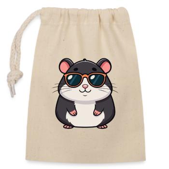Hamster chic lunettes orange - Sac cadeau en coton avec cordon (14 x 20 cm) - nature - Devant