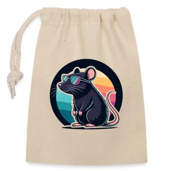 Retro Rainbow Bedtime Chic Maus - Verschließbarer Geschenkbeutel aus Baumwolle (14x20cm) - Natur - Vorne