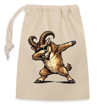 Dabbing Capricorn - Closable cotton gift bag (14x20cm) - nature - Front