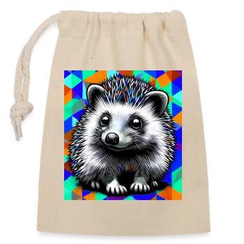 hedgehog - Closable cotton gift bag (14x20cm) - nature - Front