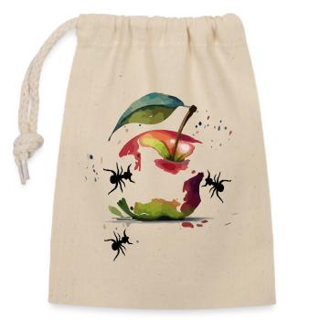 Apple - Closable cotton gift bag (14x20cm) - nature - Front