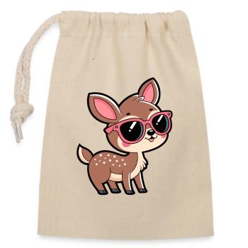 Chic doe rose-colored glasses - Closable cotton gift bag (14x20cm) - nature - Front