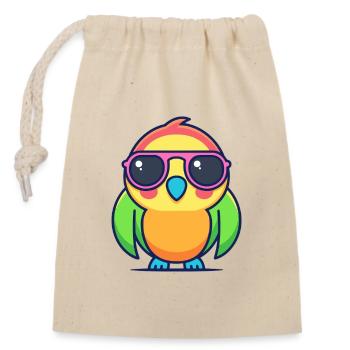Perroquet néon lunettes rétro - Sac cadeau en coton avec cordon (14 x 20 cm) - nature - Devant