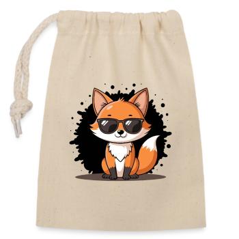 Renard chic lunettes noires - Sac cadeau en coton avec cordon (14 x 20 cm) - nature - Devant