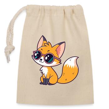 Fox Cub Glam Cool Glasses - Closable cotton gift bag (14x20cm) - nature - Front