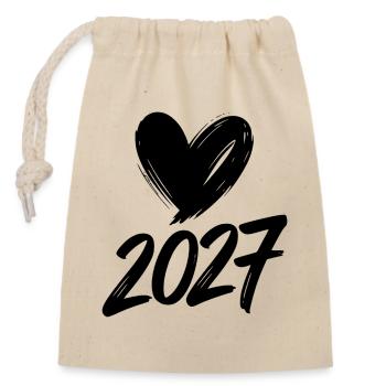 2027 Heart - Closable cotton gift bag (14x20cm) - nature - Front
