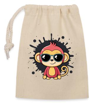 Singe chic splash lunettes noires - Sac cadeau en coton avec cordon (14 x 20 cm) - nature - Devant