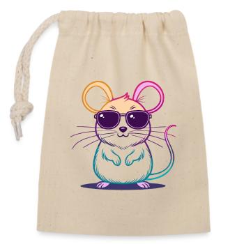 Regenbogen-Maus-Brille - Verschließbarer Geschenkbeutel aus Baumwolle (14x20cm) - Natur - Vorne