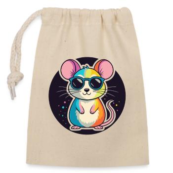 Rainbow Mouse Glasses - Closable cotton gift bag (14x20cm) - nature - Front