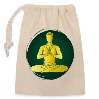 Yoga Man Green Meditation Zen Wellness Pose - Closable cotton gift bag (14x20cm) - nature - Front
