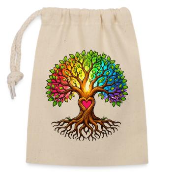 Tree Heart Tree of Life Rainbow - Closable cotton gift bag (14x20cm) - nature - Front