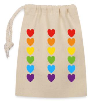 Cœurs arc-en-ciel de la fierté - Sac cadeau en coton avec cordon (14 x 20 cm) - nature - Devant