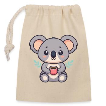 Koala-Süßkaffee - Verschließbarer Geschenkbeutel aus Baumwolle (14x20cm) - Natur - Vorne