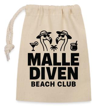 Malle Diven Beach Club Flamingo Mallorca Party - Verschließbarer Geschenkbeutel aus Baumwolle (14x20cm) - Natur - Vorne