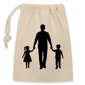 Vater Kind Silhouette Spazieren Familie Papa Liebe - Verschließbarer Geschenkbeutel aus Baumwolle (14x20cm) - Natur - Vorne