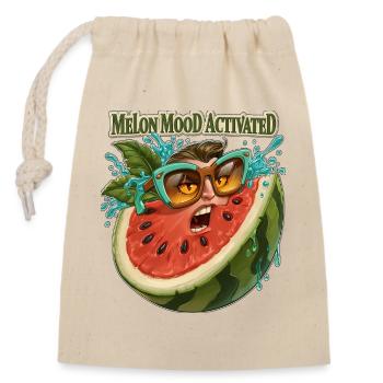 Melone Stimmungsaktiviertes lustiges Wassermelonengesicht - Verschließbarer Geschenkbeutel aus Baumwolle (14x20cm) - Natur - Vorne