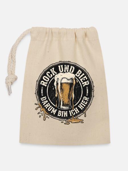 Rock Und Bier - Verschließbarer Geschenkbeutel aus Baumwolle (14x20cm) - Natur