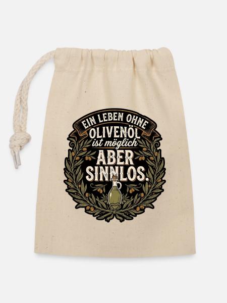Olivenöl Liebhaber - Verschließbarer Geschenkbeutel aus Baumwolle (14x20cm) - Natur