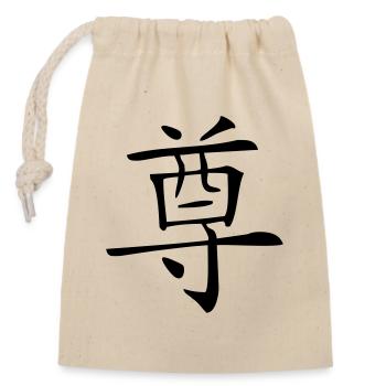 Respekt - Kanji - Verschließbarer Geschenkbeutel aus Baumwolle (14x20cm) - Natur - Vorne