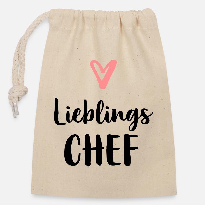 Lieblings Chef Herz Geschenk - Verschließbarer Geschenkbeutel aus Baumwolle (14x20cm) - Natur