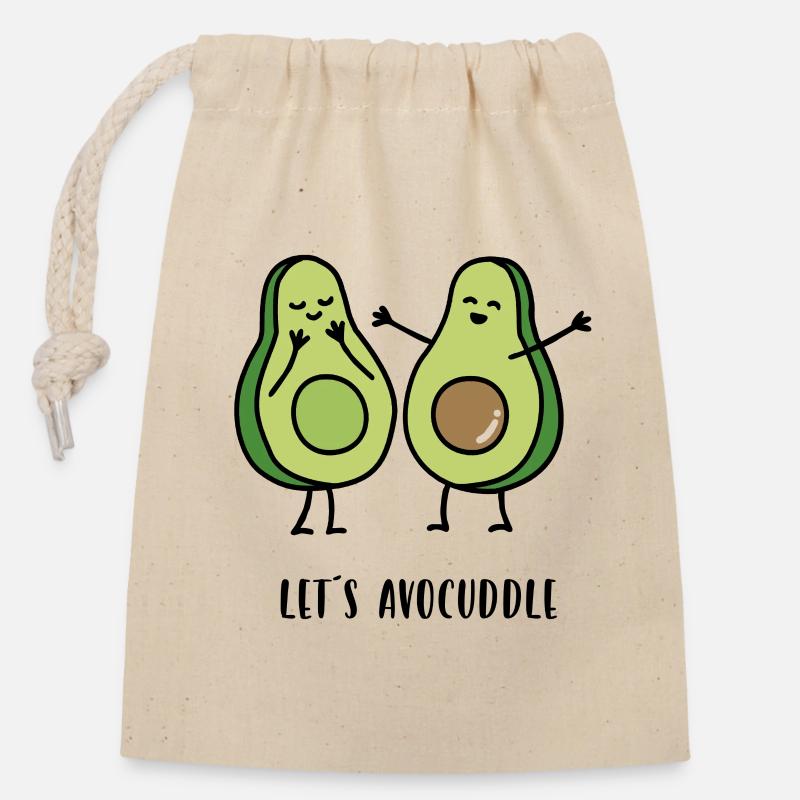 Avocatons - Sac cadeau en coton avec cordon (14 x 20 cm) - nature