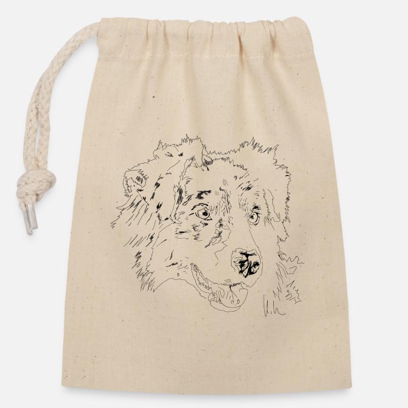 Australian Shepherd - Closable cotton gift bag (14x20cm) - nature