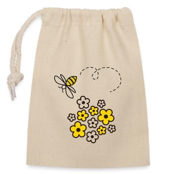 abeille - Sac cadeau en coton avec cordon (14 x 20 cm) - nature - Devant