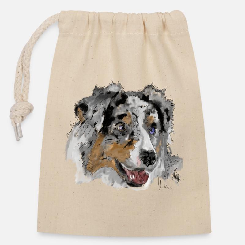 Australian Shepherd - Closable cotton gift bag (14x20cm) - nature