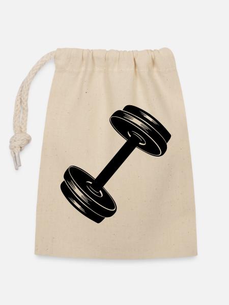 Fitness GYM Dumbel Gewicht 01 - Verschließbarer Geschenkbeutel aus Baumwolle (14x20cm) - Natur